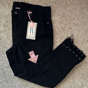 Chic Black Jeans with Pearl Accents